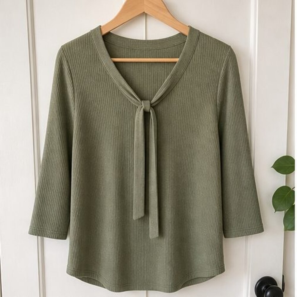 Olive Tie Neck Blouse
